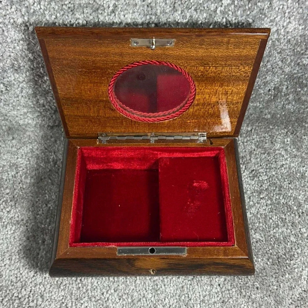 Reuge Music Box Brown Floral‎ Marquetry Lara's Theme Italy Vintage